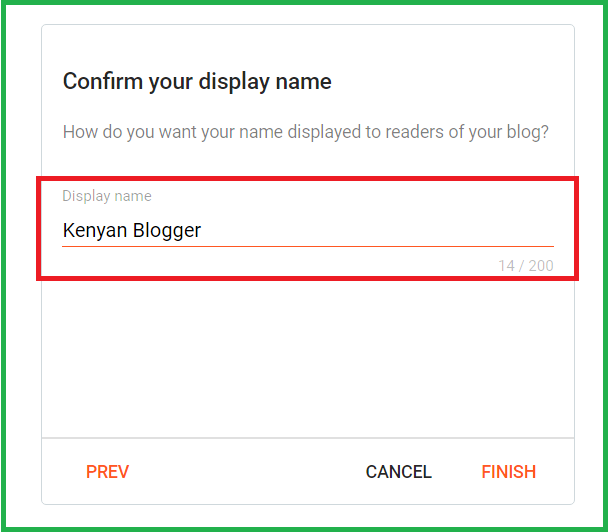 Blogger blog display name